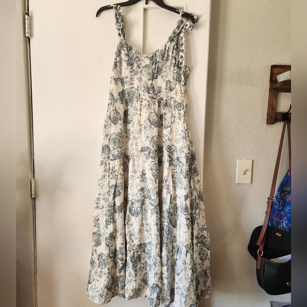 Francesca's Collections Dusty Green and White Floral Dress